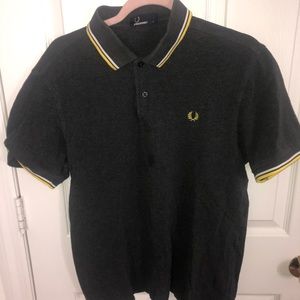 Classic Fred Perry Polo - Grey with yellow/ white trim - L